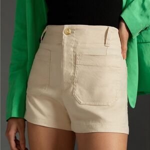 Anthropologie Maeve Colette Linen Blend Shorts in Camel/Beige Size 27